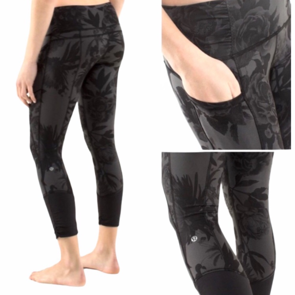 LULULEMON cropped floral leggings with pockets ! 8